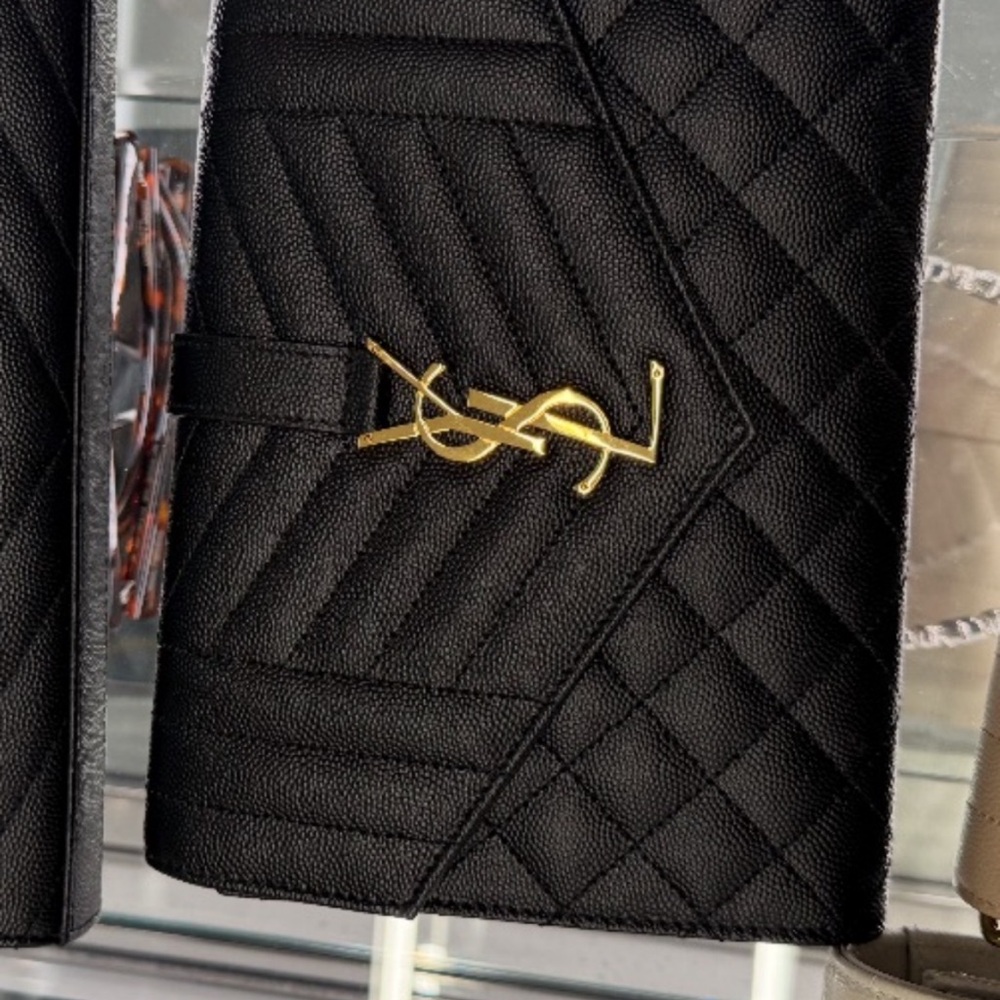 Yves Saint Laurent Black Quilted Bag with Gold Logo